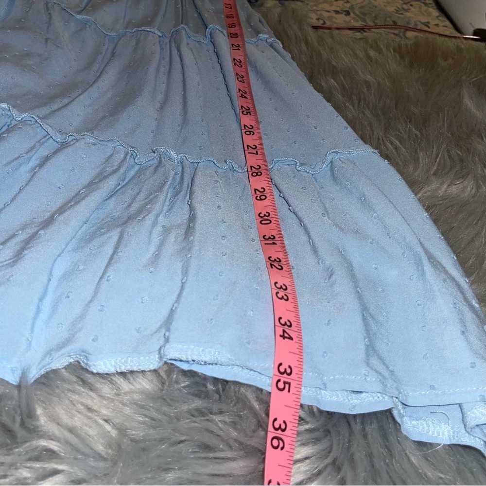 Chic Light Blue Ruffle Mini Dress - Picture 11 of 12